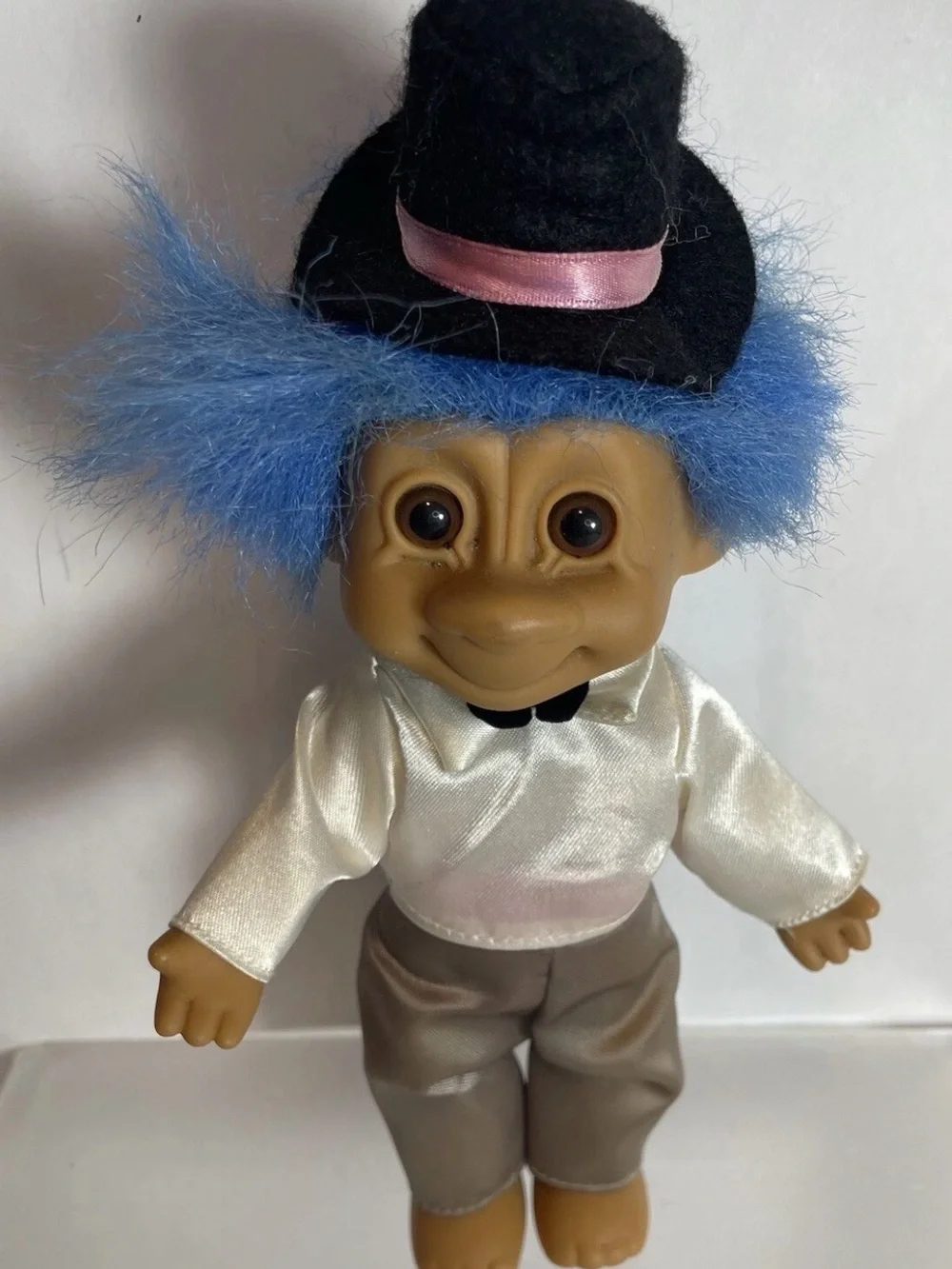 Vintage Russ Troll Doll Groom Blue Hair Groom Top Hat MISSING JACKET